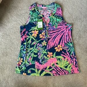 Lilly Pulitzer Essie Top Womens Small Indigo All Glow Size S